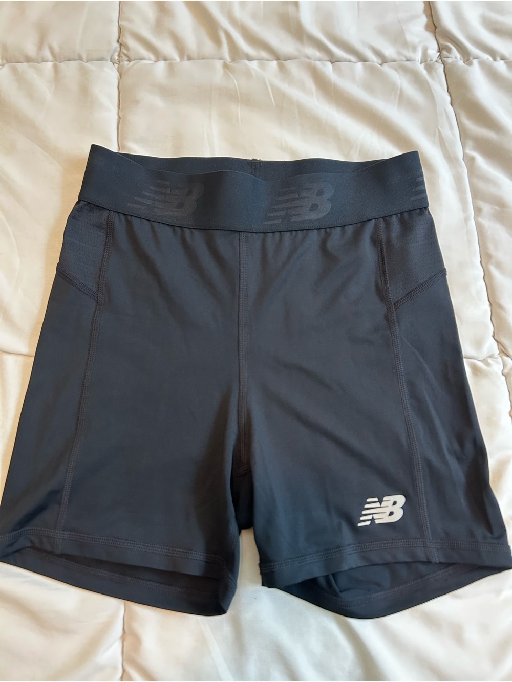 New Balance Women's Dark Charcoal Athletic Shorts with Reflective Logo